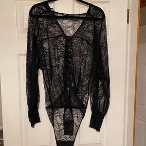 Zara Lace Long Sleeve Button down Bodysuit